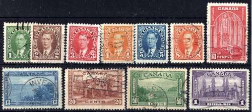 CANADA 1937-38 DEFIN SET OF 11 V.F. USED. SG 357-67. CAT 40 POUNDS.