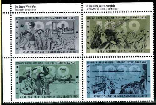 CANADA 1989 "50TH ANNIV OUTBREAK WW II" (1ST SERIES) SET OF 4 UUM. SG 1346-49. CAT 4,40 POUNDS.