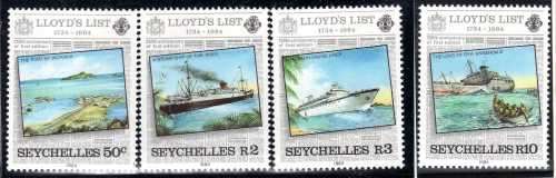SEYCHELLES 1984 "LLOYD'S LIST" SET OF 4 UMM. SG 583-586. CAT 4,20 POUNDS.