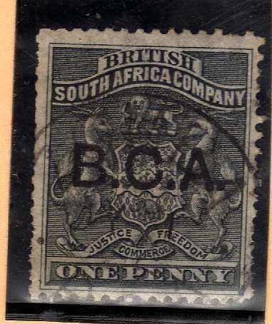 NYASALAND 1891 STAMPS OF RHODESIA OPTD B.C.A. 1d BLACK FINE USED. SG 1. CAT 13 POUNDS.