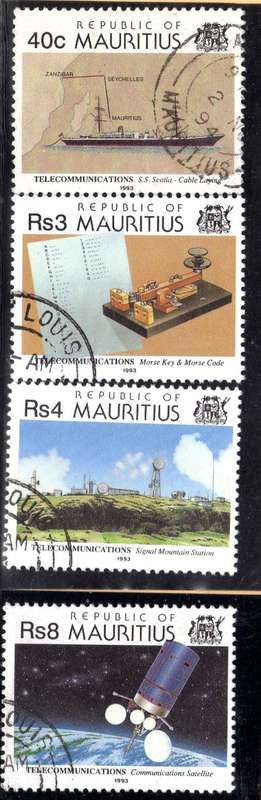 MAURITIUS 1993 "CENT OF TELECOMMUNICATIONS" SET OF 4 VFU. SG 895-898. CAT 9,50 POUNDS.
