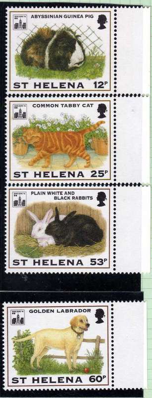 ST HELENA 1994 "PETS" SET OF 4 UMM. SG 659-662. CAT 6,85 POUNDS.
