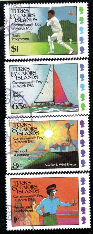 TURKS AND CAICOS ISLANDS 1983 "COMMONWEALTH DAY" SET OF 4 VFU. SG 736-39. CAT 3,70 POUNDS.
