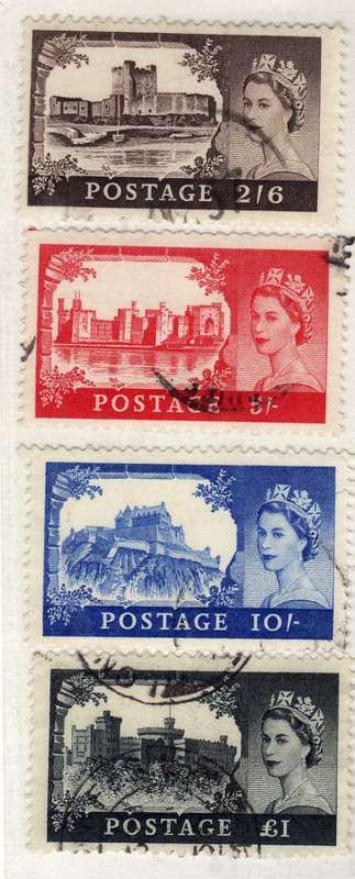 GREAT BRITAIN 1955-58 DEFIN SET OF 4 FINE USED. W/MARK ST EDWARD'S CROWN. SG 536-39. CAT 50 POUNDS.