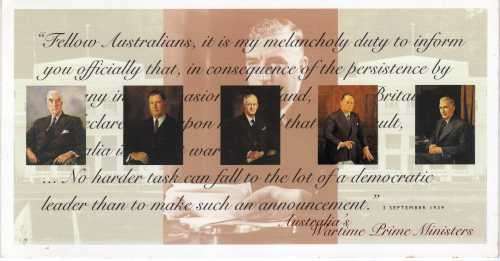 AUSTRALIA 1994 "WARTIME PRIME MINISTERS" SET OF 5 IN PRESENTATION PACK UMM. SG 1470-74. CAT 6,25 GBP