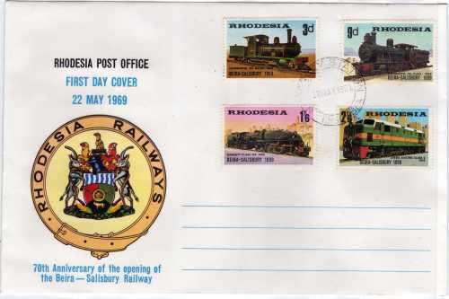 RHODESIA 1969 "70th ANNIV BEIRA-SALISBURY RAILWAY" SET OF 4 ON FDC. SACC 188-191. CAT R150 (2017/18)