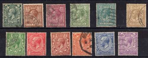 GREAT BRITAIN 1924-26 KGV DEFIN SET OF 12 FINE USED. SG 418-429. CAT 60 POUNDS.