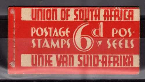 SOUTH AFRICA 1938 BOOKLET 12 NOT COMPLETE. UNEXPLODED. ONLY 1 x 1/2d & 1 x 1d PANES. CAT R100.