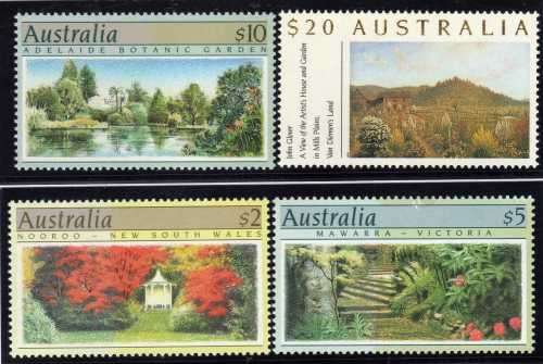 AUSTRALIA 1989 BOTANIC GARDENS SET OF 4 UMM. SG 1199-1201a. SCOTT 1132-35. CAT $74.