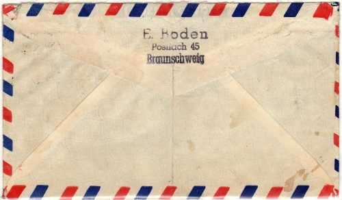 GERMANY 1953 AIR MAIL COVER TO SA. BERLIN WEST 1951 "FREEDOM BELL" 30Pf & 1952 "BEETHOVEN"  30Pf +++