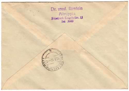 GERMANY DDR (EAST GERMANY) 1950 "DEATH BICENT OF BACH" SET OF 4 ON COVER.