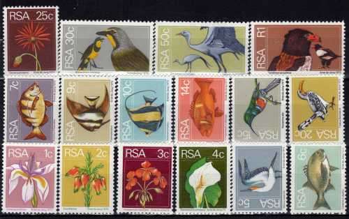 SOUTH AFRICA 1974 DEFIN SET OF 16 UMM (**). SG 348-360. CAT 14 POUNDS.