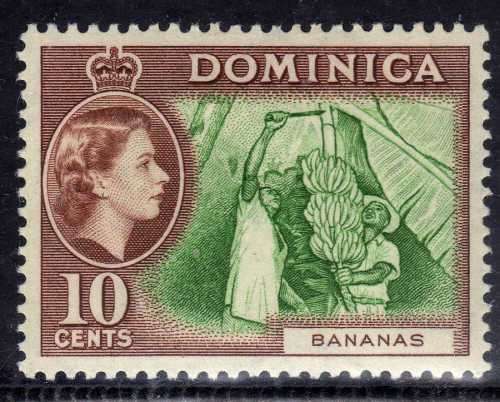 DOMINICA 1954 DEFINITIVE 10c UNMOUNTED MINT. SG 150. CAT 5 POUNDS.