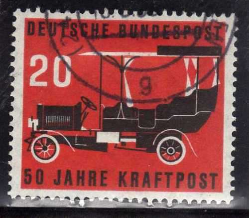 GERMANY WEST 1955 "50TH ANNIV OF POSTAL MOTOR TRANSPORT" SG 1137 V.F.U. CAT 6,50 POUNDS.