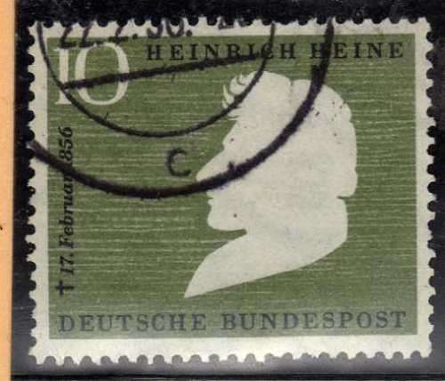 GERMANY WEST 1956 "DEATH CENT OF HEINE" SG 1155 V.F.U. CAT 4,75 POUNDS.