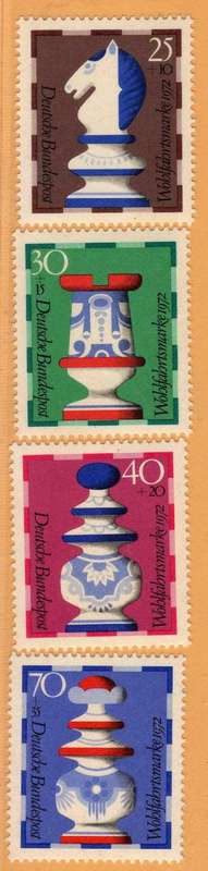 GERMANY WEST 1972 "CHESSMEN" SET OF 4 UMM. SG 1639-9. CAT 4,70 POUNDS.