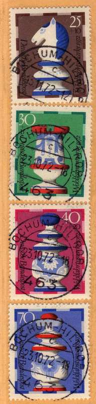 GERMANY WEST 1972 "CHESSMEN" SET OF 4 VFU. SG 1639-9. CAT 3,90 POUNDS.