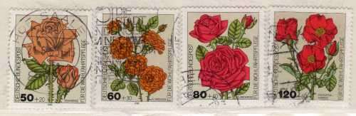 GERMANY WEST 1982 "HUMANITARIAN RELIEF FUND - ROSES" SET OF 4 VFU. SG 2004-7. CAT 5,50 POUNDS.