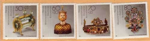 GERMANY WEST 1988 "PRECIOUS METAL WORKS" SET OF 4 UMM. SG 2252-55. CAT 6,20 POUNDS.
