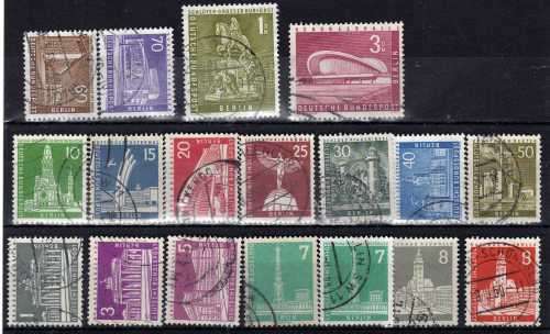 GERMANY BERLIN 1956 DEFIN SET OF 18 VFU. SG  B133-B146a. CAT 64 POUNDS.