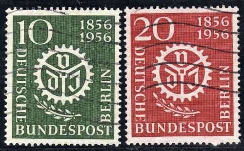 GERMANY WEST BERLIN 1956 "CENT GERMAN ENGINEERS UNION" SET OF 2 VFU. SG  B149-50. CAT 8,85 GBP.