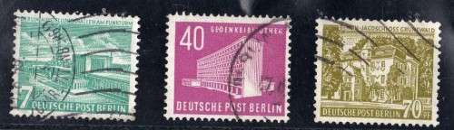 GERMANY BERLIN 1954 "BERLIN VIEWS" 3 ADDITIONAL VALUES V.F.U. SG B118-B120. CAT 32,35 POUNDS. (2013)