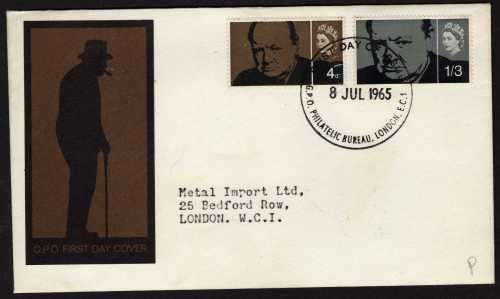 GREAT BRITAIN 1965 "CHURCHILL COMM" SET OF 2 WITH PHOSPHOR BANDS ON FDC VFU. SG 661p-662p. CAT 9 GBP