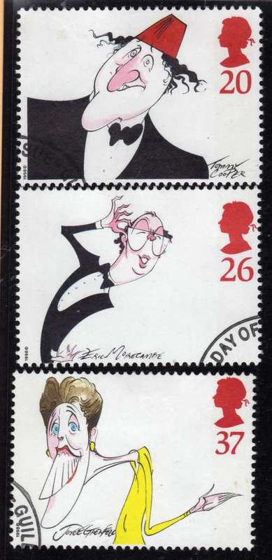 GREAT BRITAIN 1998 "COMEDIANS" SET OF 5 VFU. SG 2041-5. CAT 5,50 POUNDS.