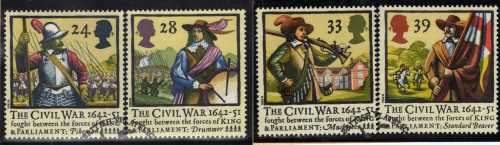 GREAT BRITAIN 1992 "350TH ANNIV CIVIL WAR" SET OF 4 VFU. SG 1620-23. CAT 4 POUNDS.