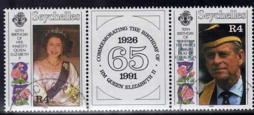 SEYCHELLES 1991 "QE II 65th & PRINCE PHILLIP 70TH BIRTHDAY" SET OF 2 VFU. SG 799-800. CAT 4,50 GBP.