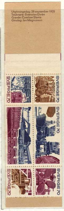 SWEDEN 1970 "SWEDISH TRADE AND INDUSTRY" BOOKLET OF 6 UMM. SG 621-626. CAT 13,20 POUNDS.