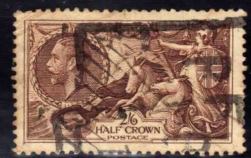 GREAT BRITAIN 1934 RE-ENGRAVED SEAHORSE 2/6d FU. SG 450. CAT 40 POUNDS.