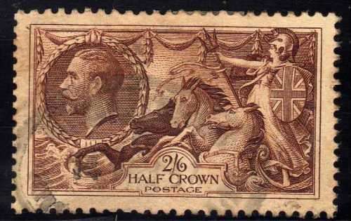 GREAT BRITAIN 1934 RE-ENGRAVED SEAHORSE 2/6d VFU. SG 450. CAT 40 POUNDS.