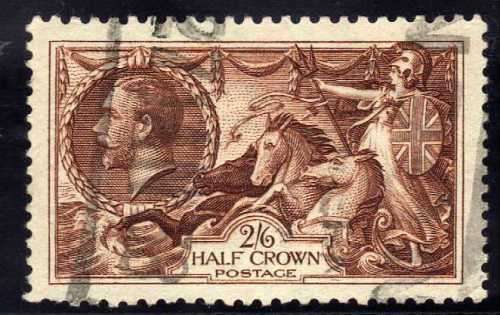 GREAT BRITAIN 1934 RE-ENGRAVED SEAHORSE 2/6d VFU. SG 450. CAT 40 POUNDS.