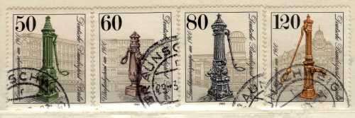 GERMANY BERLIN 1983 "STREET WATER PUMPS" SET OF 4 VFU. SG B651-54. CAT 6,75 POUNDS.