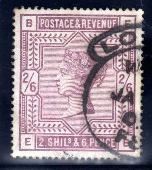 GREAT BRITAIN 1883-84 2/6d LILAC ON WHITE PAPER VERY FINE USED. SG 178. CAT 160 POUNDS.