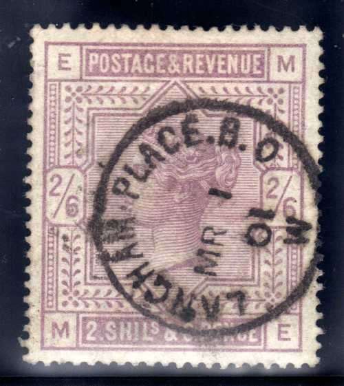 GREAT BRITAIN 1883-84 2/6d LILAC ON WHITE PAPER VERY FINE USED WITH C.D.S. SG 178. CAT 160 POUNDS.