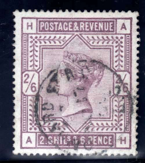 GREAT BRITAIN 1883-84 2/6d DEEP LILAC VERY FINE USED WITH C.D.S. SG 179. CAT 225 POUNDS.