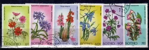LESOTHO 1985 "WILD FLOWERS" SET OF 6 VFU. SG 661-666. CAT 10 POUNDS.