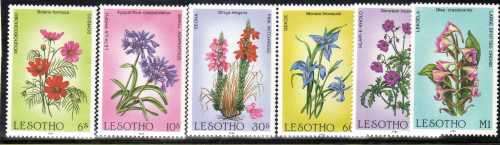 LESOTHO 1985 "WILD FLOWERS" SET OF 6 UNMOUNTED MINT. SG 661-666. CAT 7,50 POUNDS.