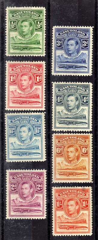 BASUTOLAND 1938 DEFIN PART SET OF 8 MM(*). SG 18-25. CAT 12,80 POUNDS.