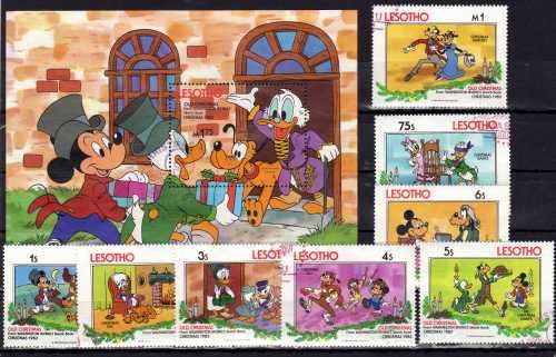 LESOTHO 1983 "CHRISTMAS" SET OF 8 PLUS MINI SHEET VFU. SG 554-562. CAT 9,50 POUNDS.