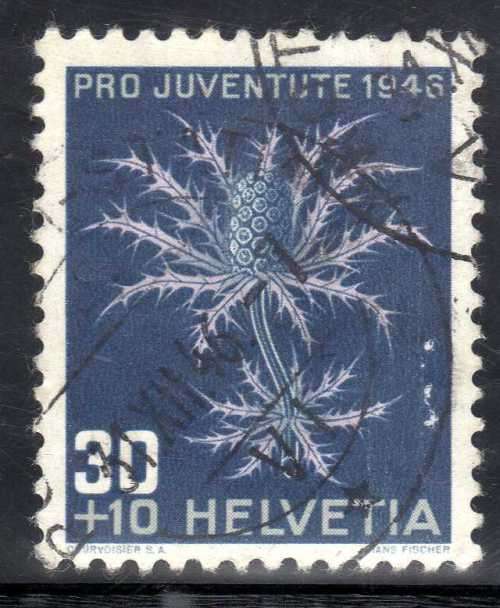 SWITZERLAND 1946 "PRO JUVENTUTE" 30c + 10c FINE USED. SG J119. CAT 11 POUNDS.