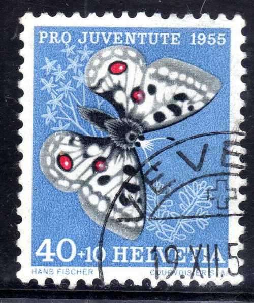 SWITZERLAND 1955 "PRO JUVENTUTE" 40c + 10c VERY FINE USED. SG J161. CAT 8,75 POUNDS.
