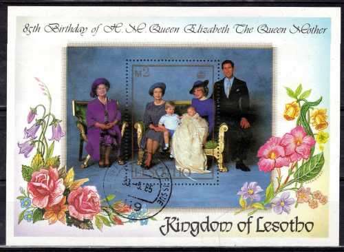 LESOTHO 1985 "LIFE & TIMES OF QUEEN MOTHER" SET OF 4 + MINI SHEET VFU. SG 635-9. CAT 6,25 POUNDS.