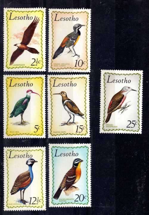 LESOTHO 1971 "BIRDS" SET OF 7 UNMOUNTED MINT. SG 204-210. CAT 24 POUNDS.