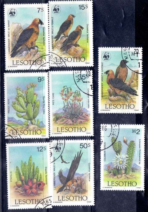 LESOTHO 1986 "FLORA & FAUNA OF LESOTHO" SET OF 8 VFU. SG 677-84. CAT 14,50 POUNDS.