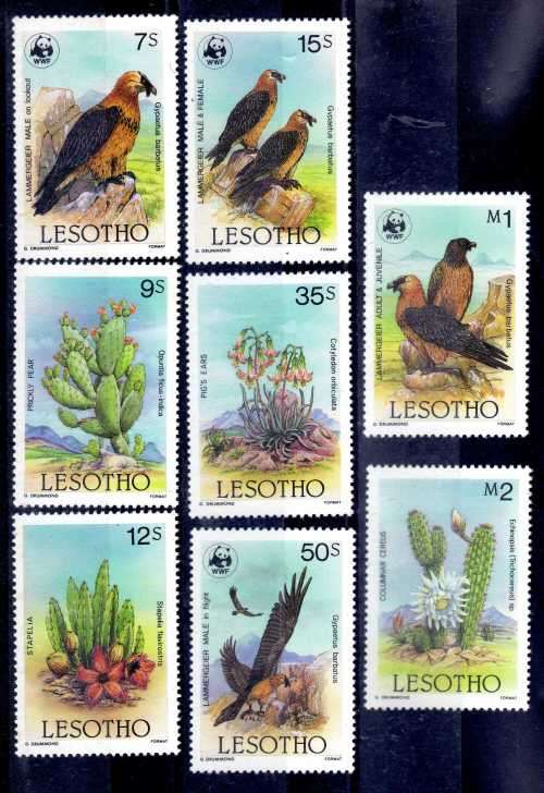 LESOTHO 1986 "FLORA & FAUNA OF LESOTHO" SET OF 8 UMM. SG 677-84. CAT 16 POUNDS.