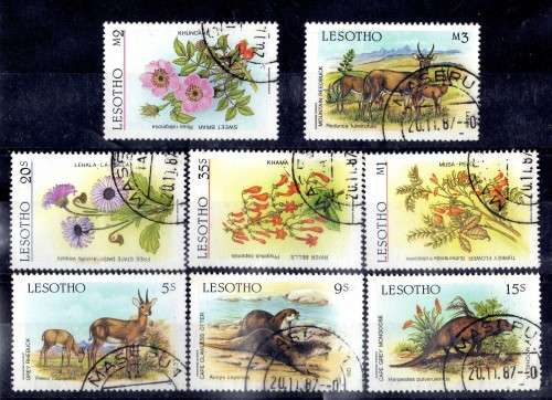 LESOTHO 1987 "FLORA AND FAUNA" SET OF 8 VFU. SG 766-773. CAT 11 POUNDS.