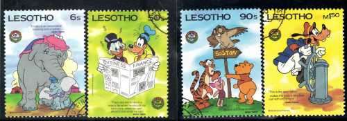 LESOTHO 1985 "150TH BIRTH MARK TWAIN" SET OF 4 V.F.USED. SG 667-70. CAT 5,50 POUNDS.